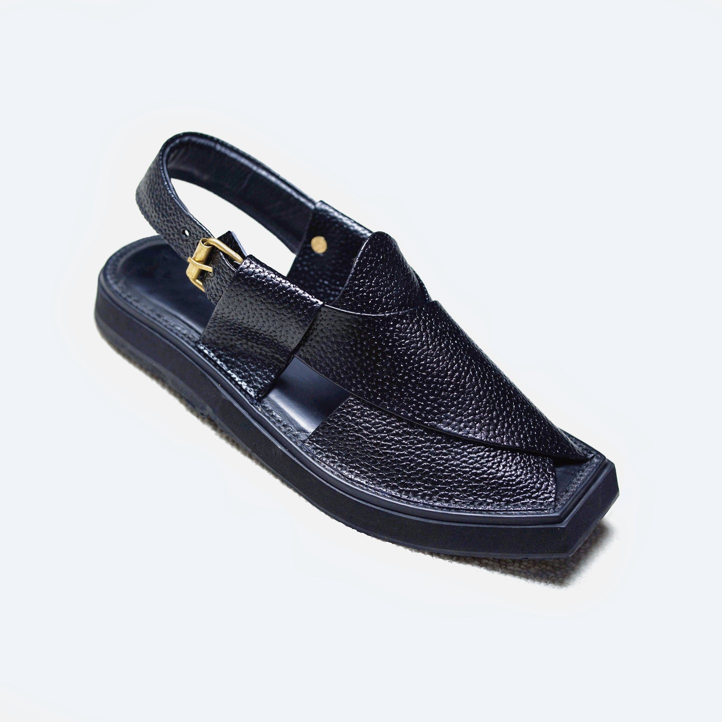Black Dotted Kaptaan Chappal