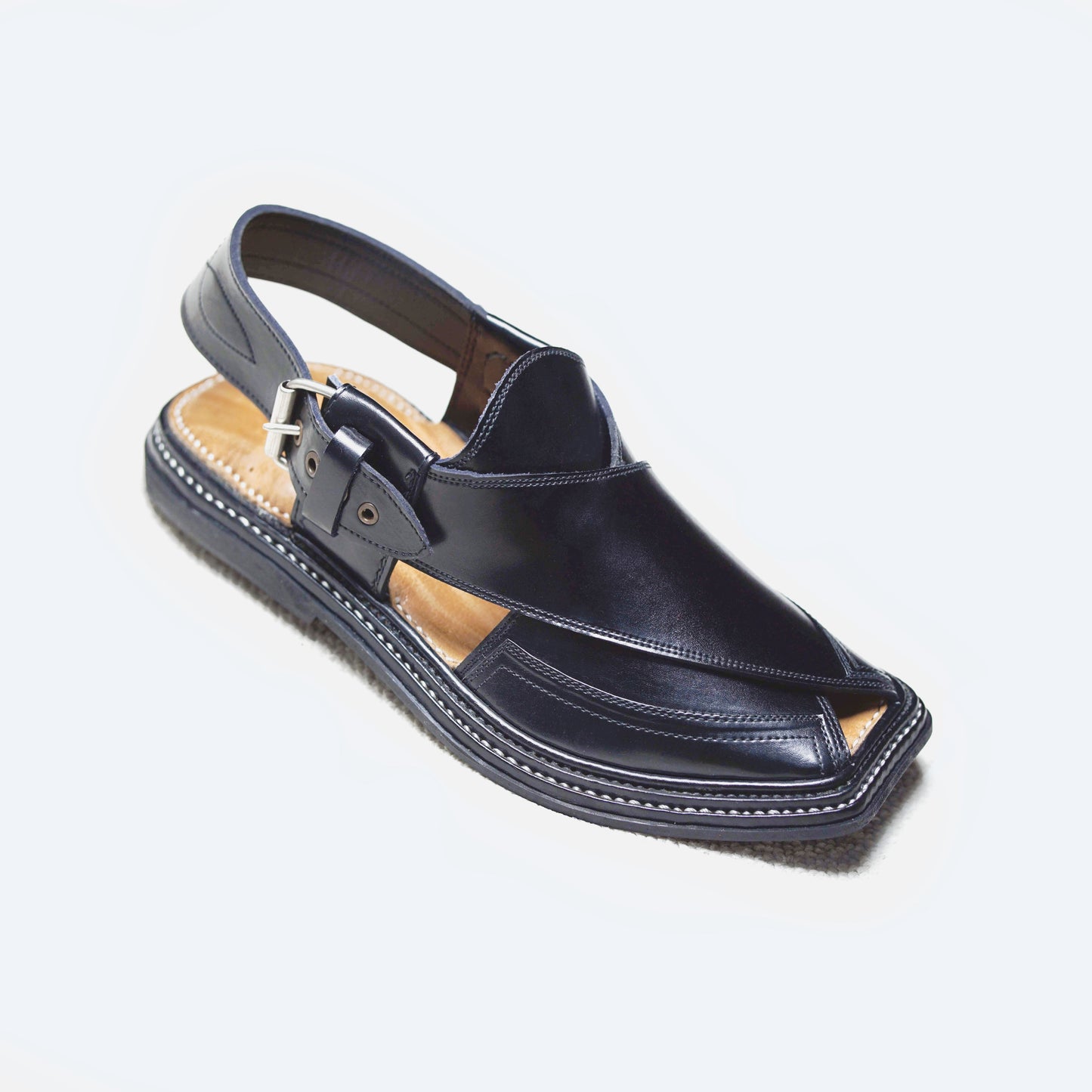 Triple Gear Black Peshawari Chappal