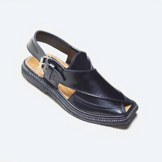 Triple Gear Black Peshawari Chappal
